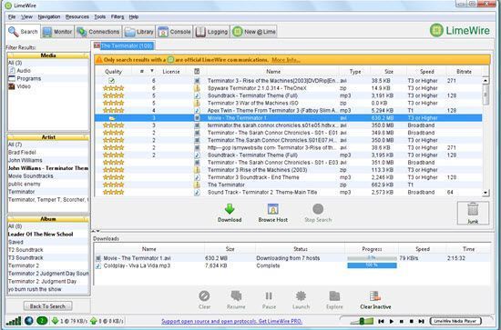 LimeWire Peer to Peer Software