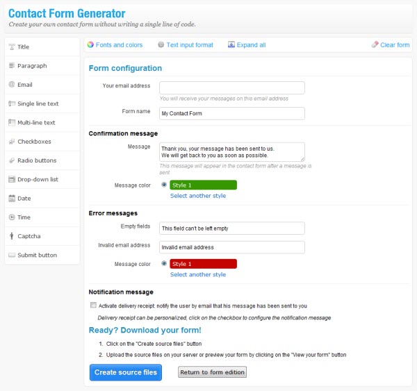 Contact Form Generator - Form Builder